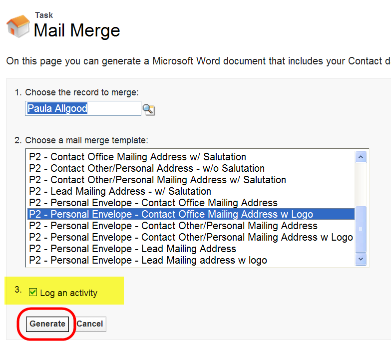 Create Mail Merge