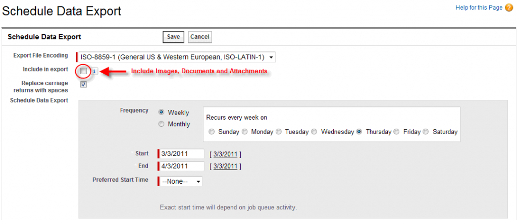 Schedule Weekly Data Export