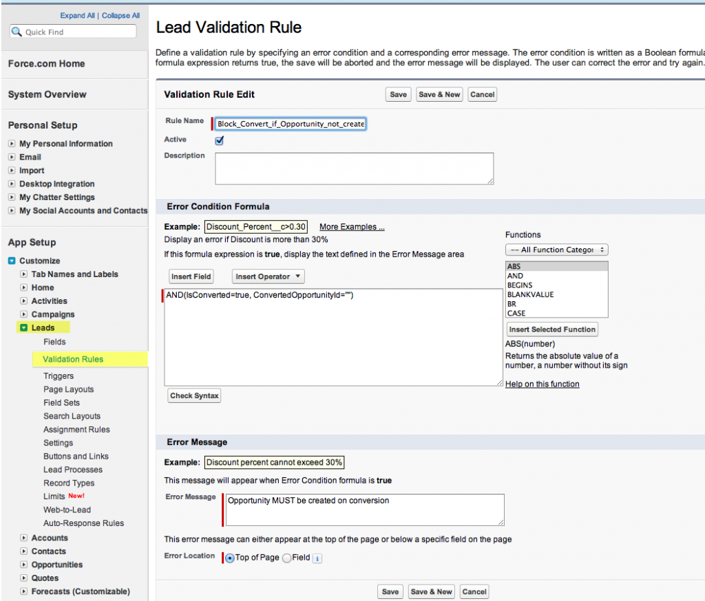 Lead Validation Rule