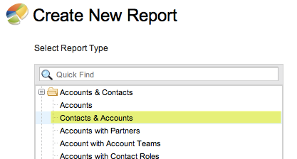 Select Account and Contact Report