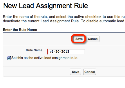 Set as the active assignment rule