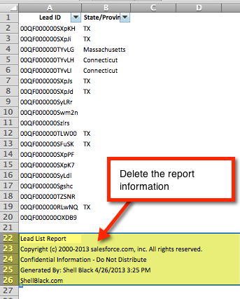 Delete the Report Information