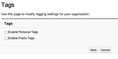 Enable Tags in Setup