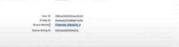 Screen capture showing where to grab the user ID from the user record in Salesforce
