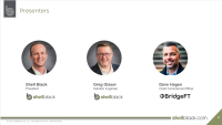 Photos of the panelists: Shell Black, president and founder of ShellBlack; Greg Glaser, solution engineer at ShellBlack; and Dave Hagen, chief commercial officer at BridgeFT.