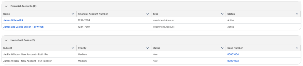 Image of Salesforce core Financial Account Parties