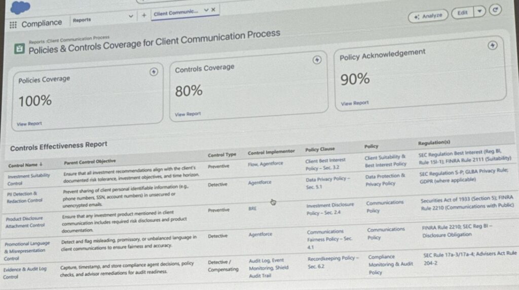 Screenshot of the Salesforce Compliance Command Center. This is a roadmap item.